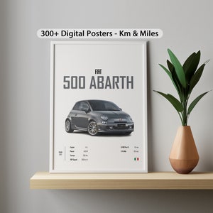 Fiat 500 Abarth poster Car poster Prints Wall Art for Kids Boys Room Supercar Decor Children Home Office Nursery Decor Dorm Gift for Him