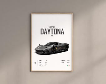 Ferrari Daytona SP3 Car Poster: Kids Room Decor (Digital Print)