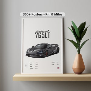 Digitales Poster McLaren 765LT Km & Mi Auto Poster Download Drucke Wand Kinder Jungen Mann Zimmer Dekor Kinder Home Office Kinderzimmer Geschenk Freund