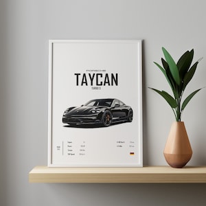 Porsche Taycan Turbo S Black 2019 Car poster A1-A4 Digital Print Download Wall Decor Art Kids Boys Room Office Nursery birthdays Gift Him
