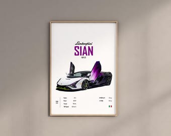 Lamborghini Sian FKP 37 Car Poster: Automotive Wall Art (Digital Download)