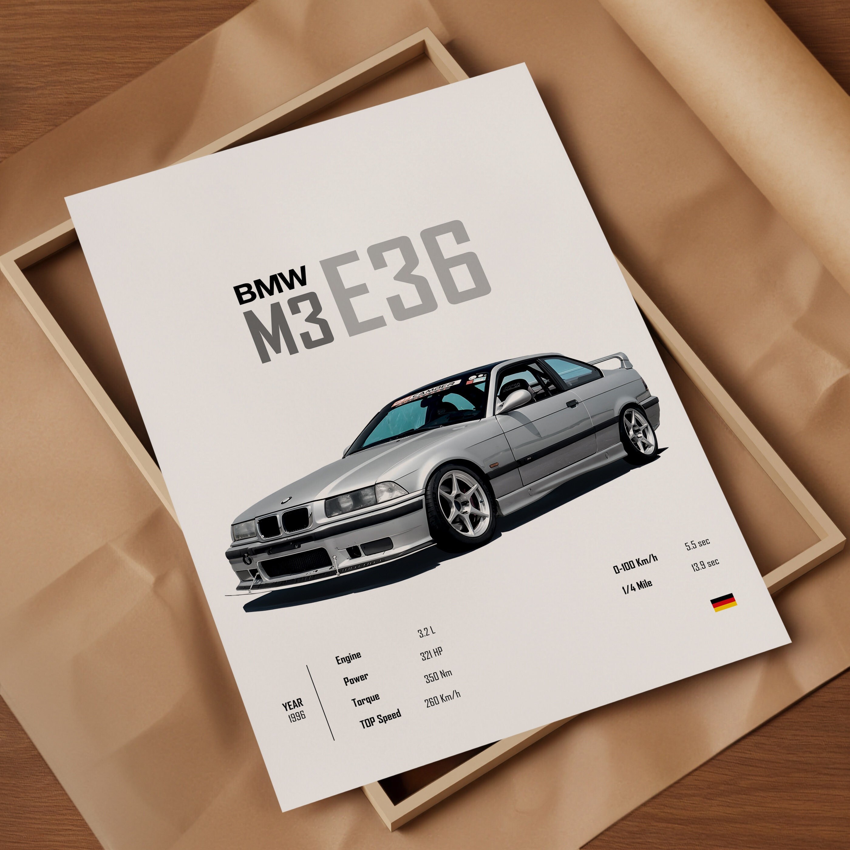BMW M3 E36 Car Poster: Automotive Wall Art (digital Download) - Etsy