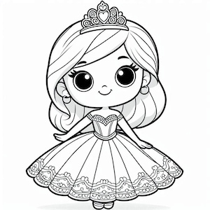 Princess Coloring Book. Queen. Set of 12 Magical Coloring Pages for Kids.Magical princess.Fantasy.Faire tale princesses. Flowers.Dress.