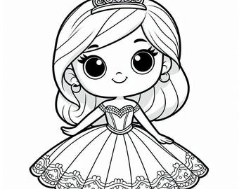 PrincessColoringBook:12MagicalFairyTalePages(PNG Download)Giftforgirl.QueenArtDrawChildrenBeautifulDressKingdom