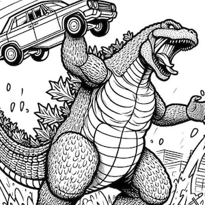 Coloring Pages Godzillla KingKong Set-20Printable Art Designs for KidsAdults, Relaxing Monster Coloring ActivitiesGiftforboysSonMonstersPNG