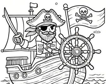 Pirates Coloring Book for Kids and Adults, SeaAdventure,TreasureHuntPages,PiratePrincesTheme, NauticalArt,FunPiratePages,GiftforPirateLovers