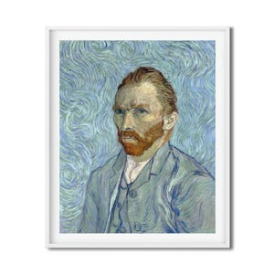 Van Gogh Self-Portrait (1889) | Blue Swirl Background | Post-Impressionist Art | PRINTABLE Digital Download