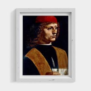 The Portrait of a Musician | Leonardo da Vinci Painting | Renaissance Male Portrait | PRINTABLE Digital Download
