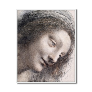The Head of the Virgin | Leonardo da Vinci Drawing | Renaissance Portrait Study | PRINTABLE Digital Download