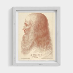 Leonardo da Vinci Portrait | Vintage Profile Drawing | Renaissance Art Print | PRINTABLE Digital Download