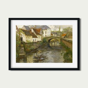 Vintage European Village Scene | Charming Bridge Over River | PRINTABLE Digital Download