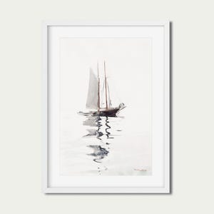 Minimalist Sailboat Watercolor | Two Masted Schooner | Nautical Art | PRINTABLE Digital Download