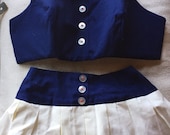 1960s BATHING SUIT 2 PIECE sailor look pleated skirt adorable