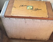 WICKER HAMPER BASKET vintage mid century laundry storage organizer