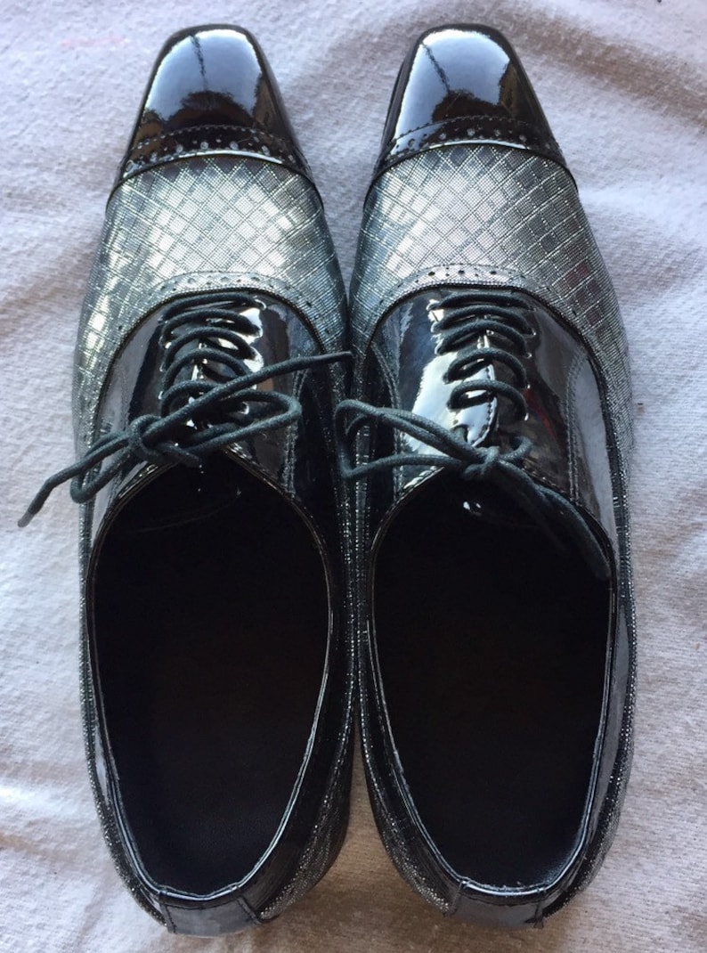 UNISEX DRESS SHOES Patent Leather Silver European 39 Party Etsy