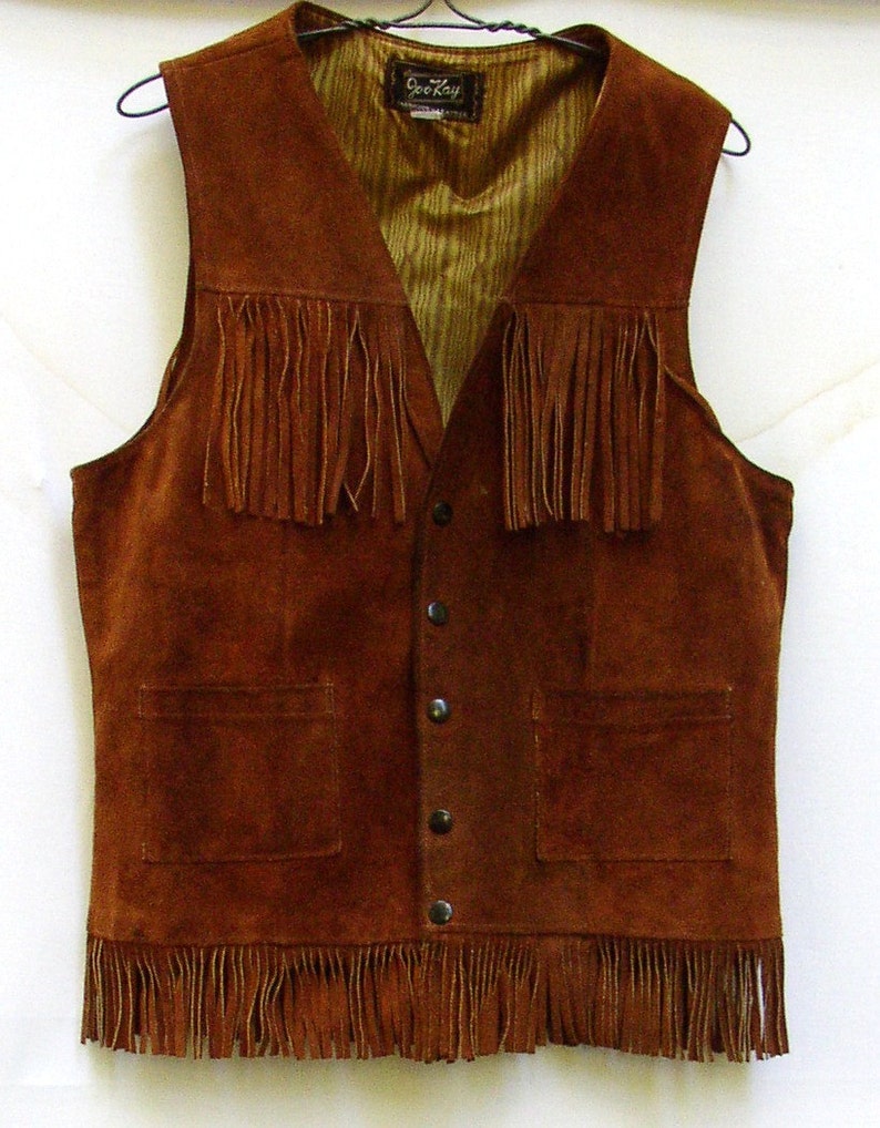 VINTAGE SUEDE HIPPIE VEST LEATHER FRINGE 1960 S COSTUME Etsy