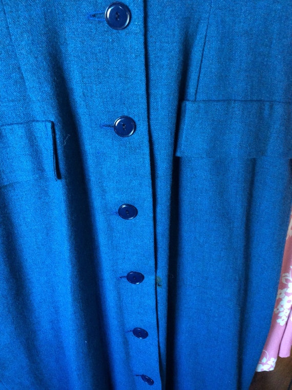 BLUE WOOL DRESS vintage frock, antique 1940s era,… - image 10