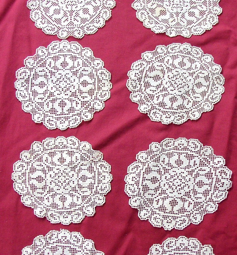 Vintage LACE DOILIES COASTERS crochet set of 8 delicate Etsy