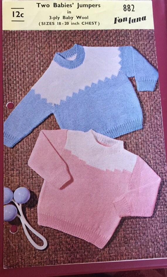Vintage Knitting Pattern Paper Instruction Baby Sweater Vintage Knitting Pattern Paper Instruction Baby Sweater