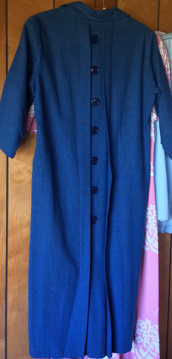 BLUE WOOL DRESS vintage frock, antique 1940s era,… - image 6