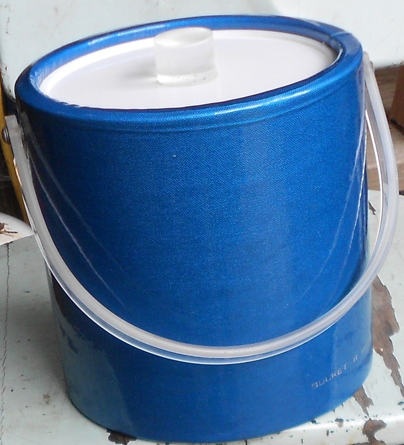 BLUE ICE BUCKET Vintage Vinyl Plastic Azure Ocean Clear Etsy