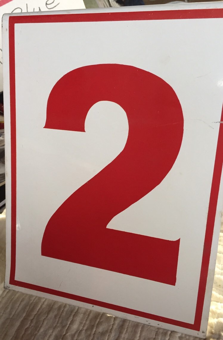 METAL NUMBER SIGN vintage enameled free standing number 2 Etsy