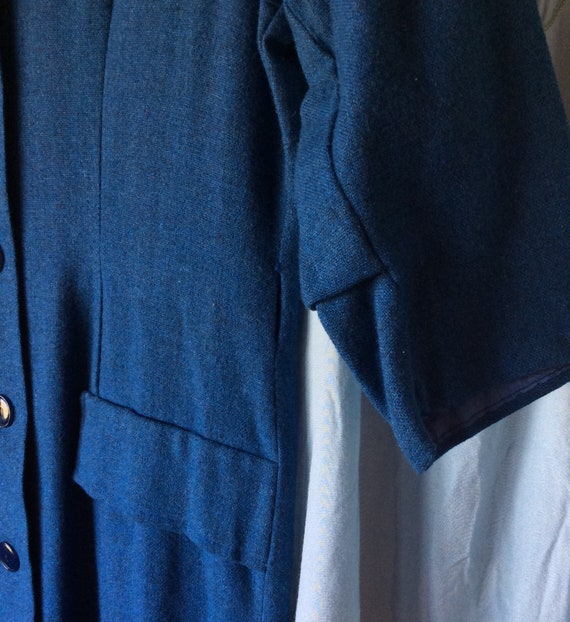BLUE WOOL DRESS vintage frock, antique 1940s era,… - image 7