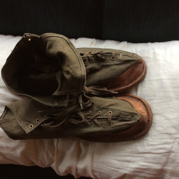 FRENCH ICE SHOES, Vintage W W ll, canvas, leather,
