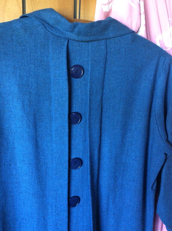 BLUE WOOL DRESS vintage frock, antique 1940s era,… - image 3