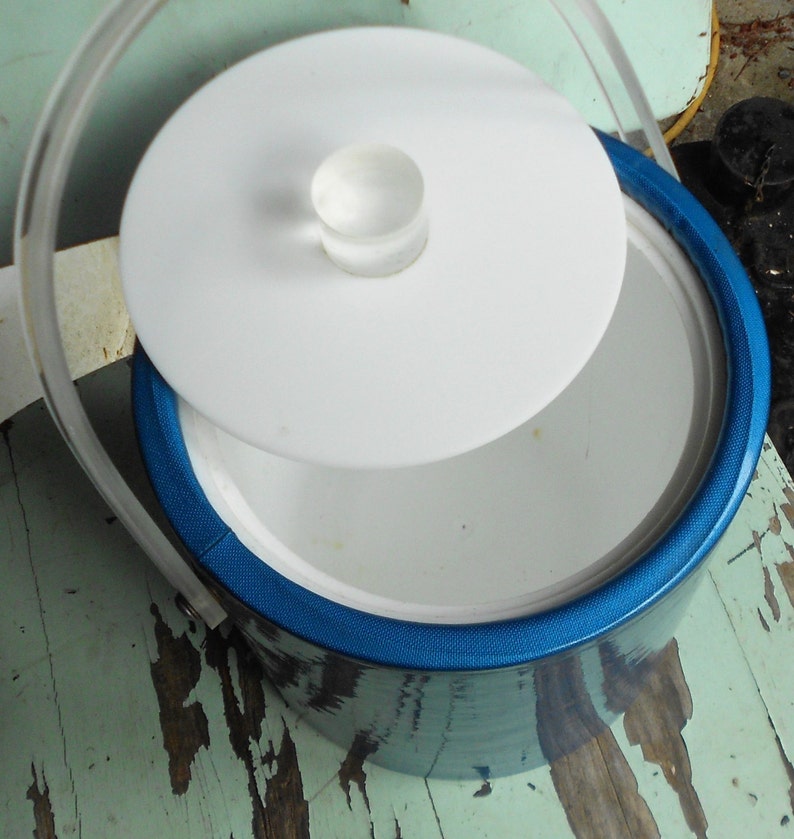 BLUE ICE BUCKET Vintage Vinyl Plastic Azure Ocean Clear Etsy