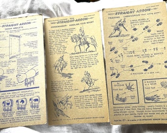 1949 STRAIGHT ARROW CARDS 3 cardboard Native American folklore advice