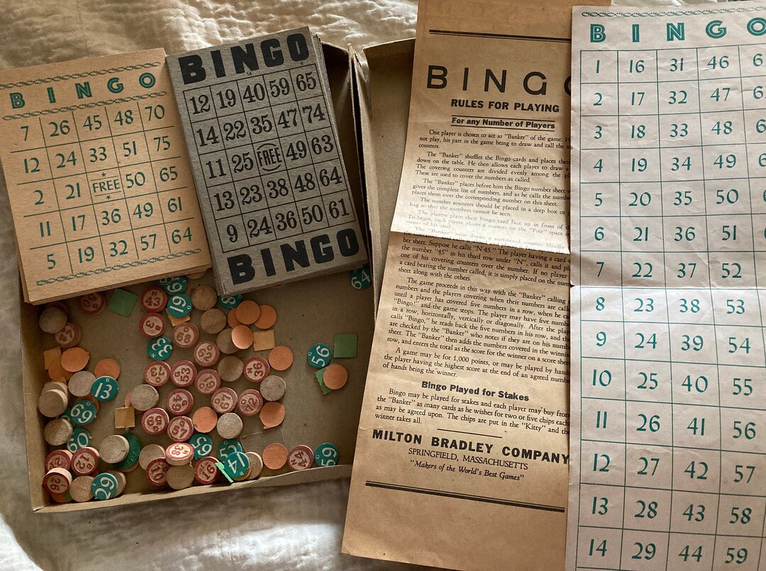 VINTAGE BINGO GAMES Family Game Night Play Time Etsy