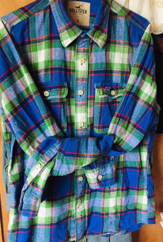 hollister blue flannel