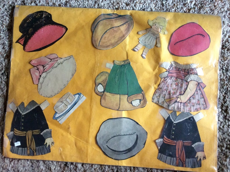 Now 20 off VINTAGE PAPER DOLLS Dolly Dimple Clothes Hats Etsy