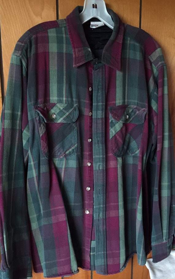 MENS PLAID SHIRT Field and Stream Green 