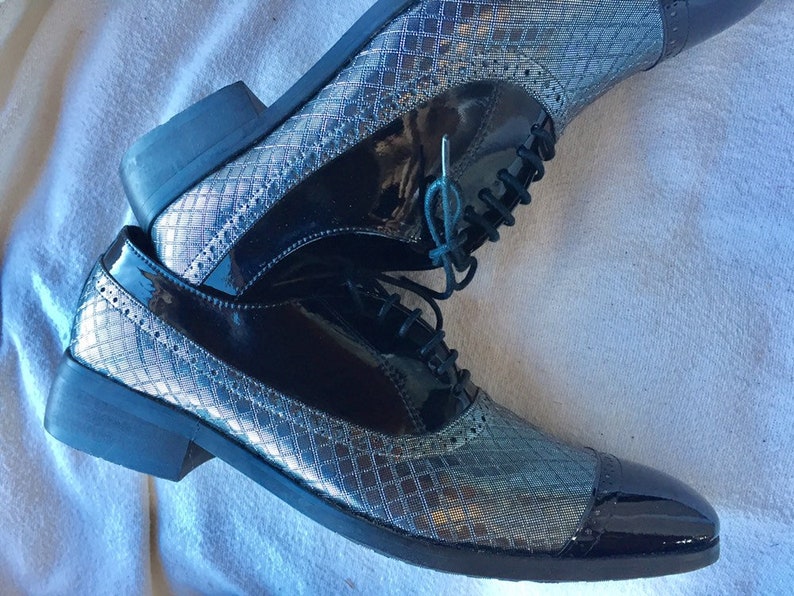 UNISEX DRESS SHOES Patent Leather Silver European 39 Party Etsy