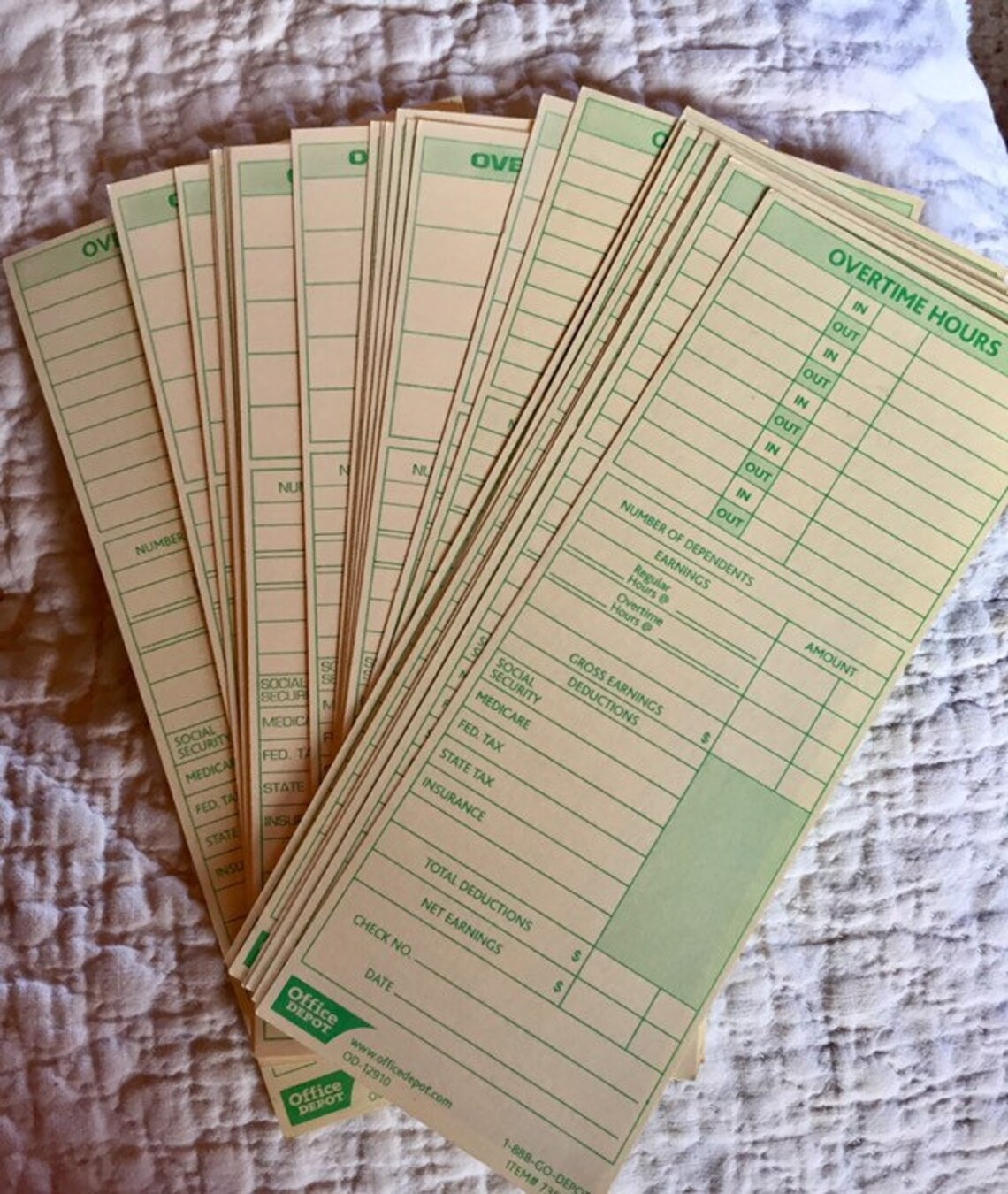TIME CLOCK CARDS Vintage Paper Employee Pay Hours Earnings Etsy