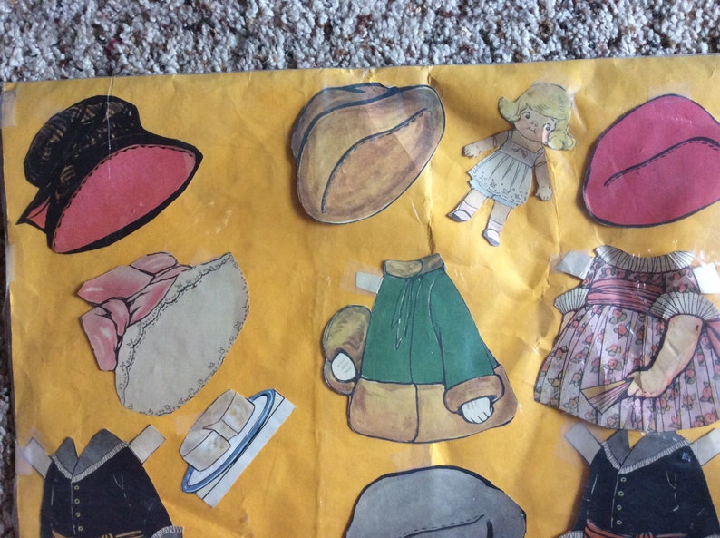 Now 20 off VINTAGE PAPER DOLLS Dolly Dimple Clothes Hats Etsy