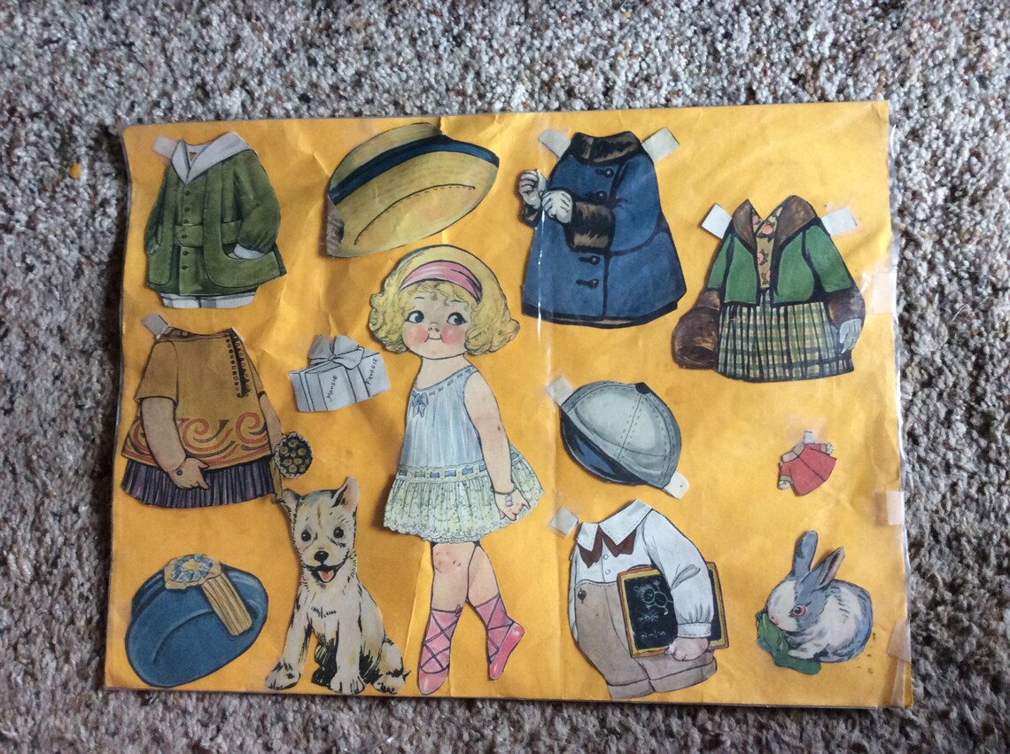 Now 20 off VINTAGE PAPER DOLLS Dolly Dimple Clothes Hats Etsy