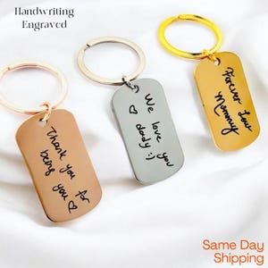 Personalized Handwriting Keychain – Custom Engraved Gift | Unique Keepsake for Mom, Dad, Grandma | Christmas, Birthday, Anniversary Gift