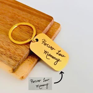 Actual Handwriting Keychain, Engraved  Gold Color Keychain, Custom Quote Keychain, Best Friend Birthday Gifts, Dainty Grandma Gift
