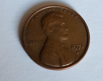 1971年リンカーン記念館ペニー1セント（ミントマークなし）米国
