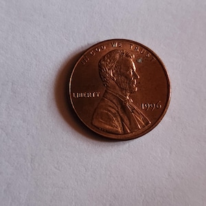 Moneda de un centavo de Lincoln de EE. UU. de 1996, coleccionable y antigua
