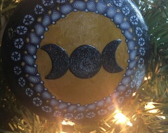 Triple Moon and Horned God Millefiori Ornament