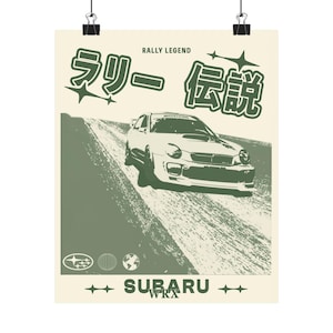 Cartel de Subaru WRX Bugeye / Diseño de leyenda de rally / Arte de pared de coches clásicos / Decoración automotriz