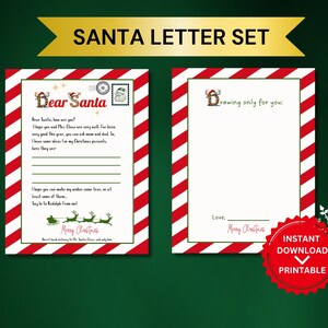 Carta a Papá Noel, juego de 2 páginas, plantilla para correo imprimible del Polo Norte, actividad navideña para niños, deseos de Papá Noel, papelería navideña lista para imprimir