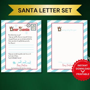 Carta a Papá Noel, juego de 2 páginas para imprimir, dibujo de Querido Papá Noel, plantilla para Papá Noel, correo del Polo Norte, actividad navideña para niños, papelería con los deseos de Papá Noel