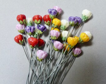 Glass Flower On Wire Etsy