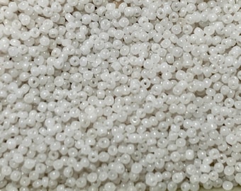 Vintage Venetian White Opal 18/0 Glass Micro Seed Beads (25g)