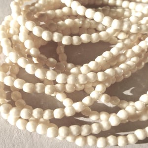 Czech 3mm Light Beige Round Fire Polished Glass Beads (50)